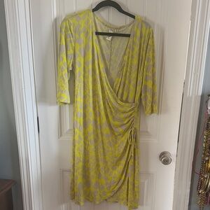 Emma & Michele Asymmetrical Yellow Patterned Dress